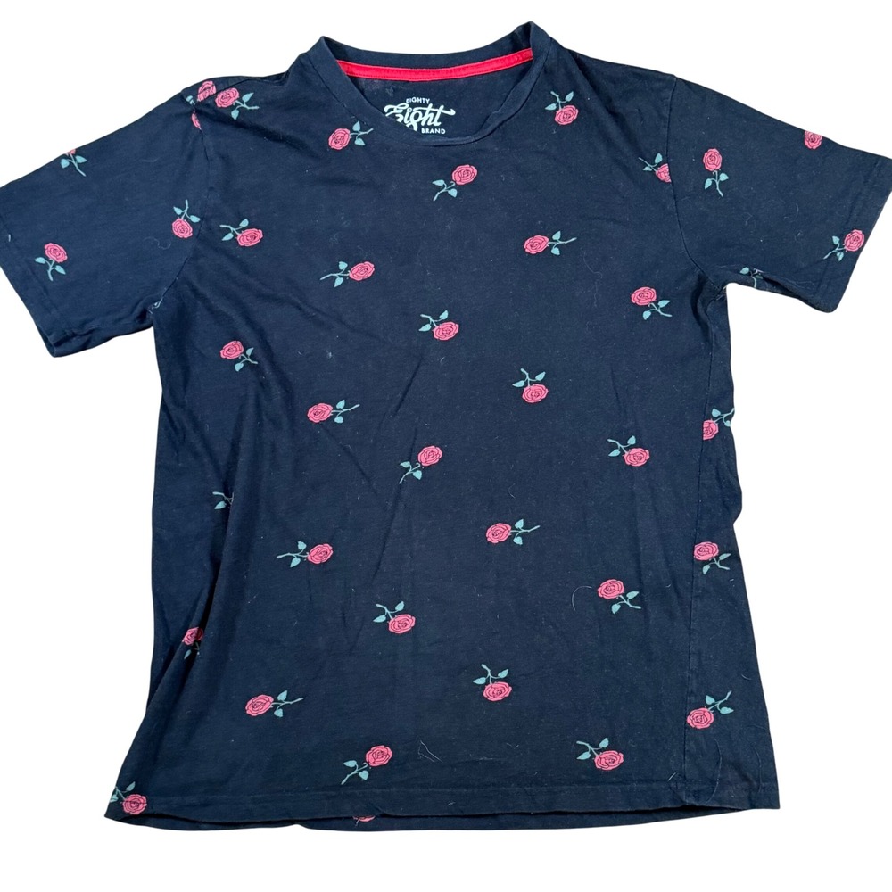 Eighty‎ Eight Brand Rose Print Graphic Tee Casual Short Sleeve T-Shirt Small